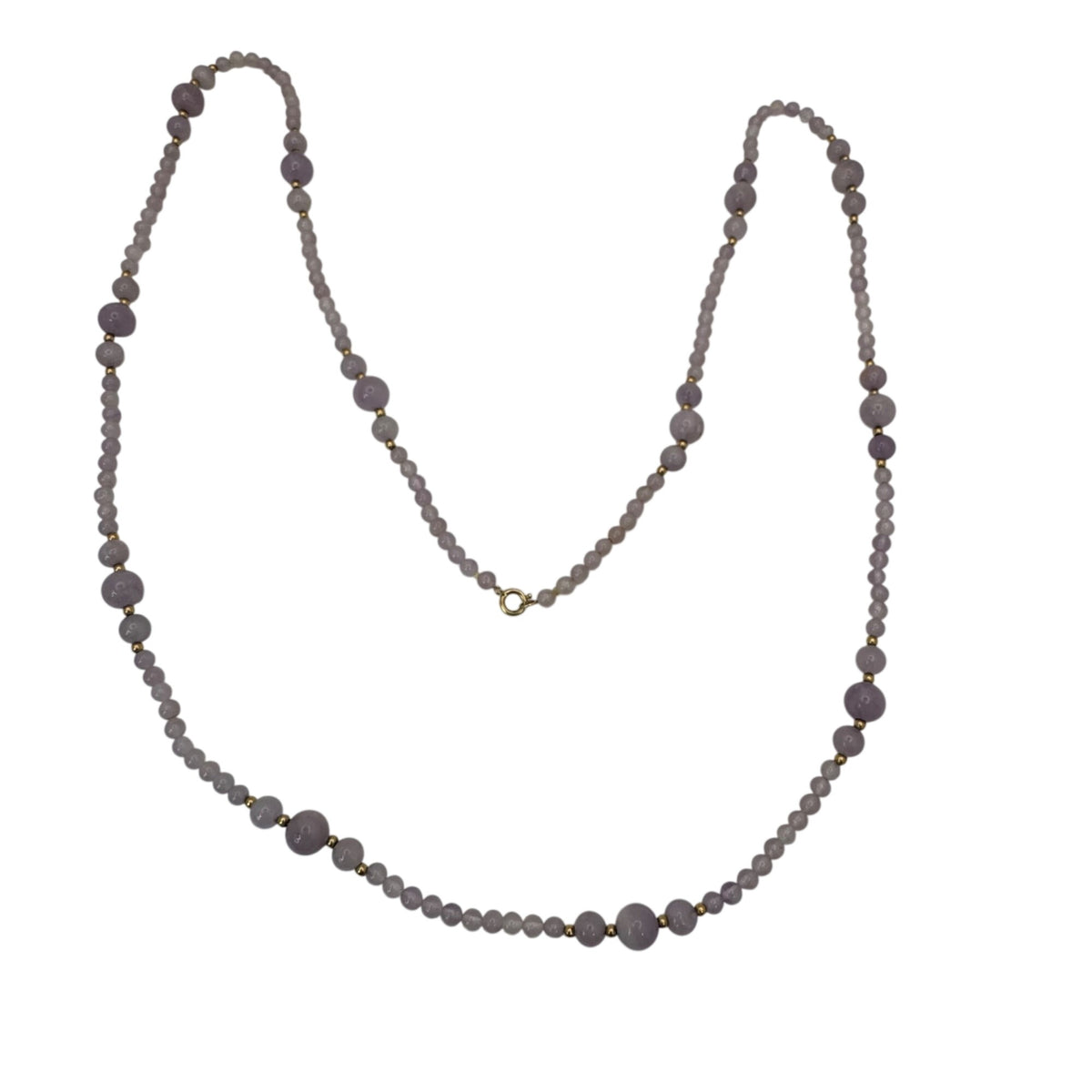14k Gold Amethyst Necklace Lavender Beaded 35" Statement Purple Lilac Vintage