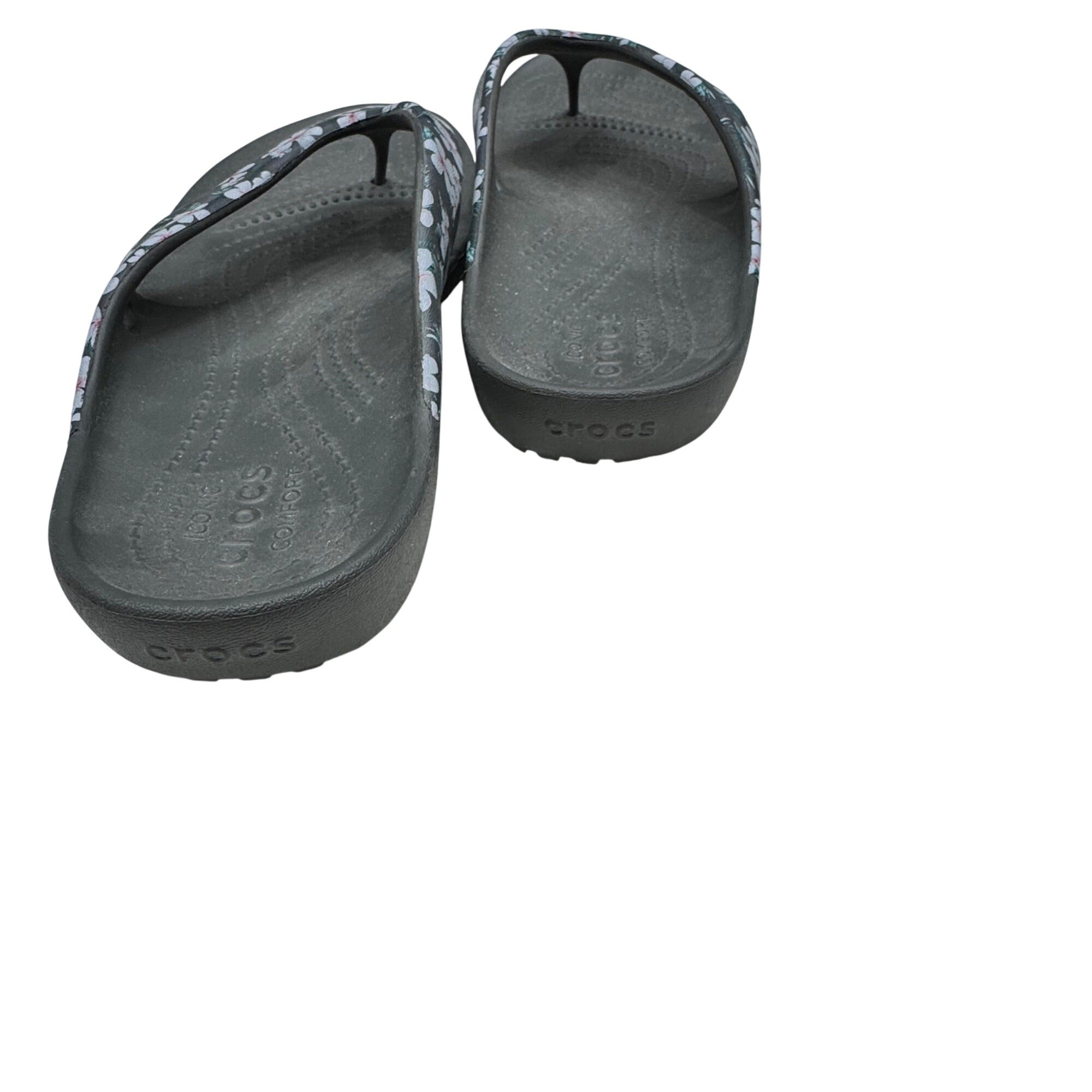 Crocs Sandals Womens 8 Black Pink Floral Kadee II Flip Flops Thongs New w/o Tags