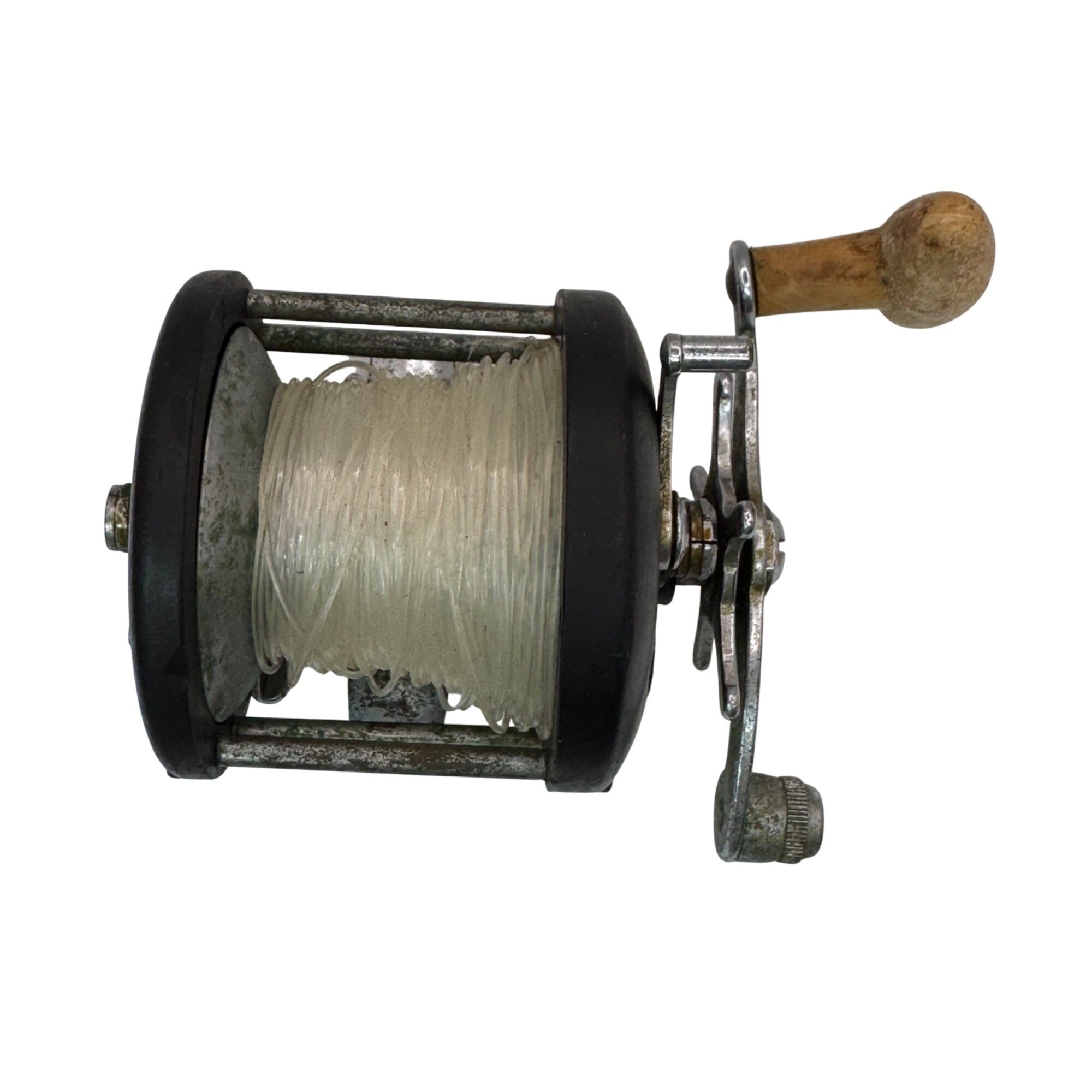 Vintage Ocean City 981 Fishing Reel Made In USA With Wooden Handle Saltwater