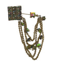 Vintage Miriam Haskell Stick Pin Aurora Borealis Brooch Green Beads Faux Pearls