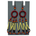 Vintage Ruby Red Glass Seed Bead & Porcupine Quill Earrings Sterling Silver 3.5"