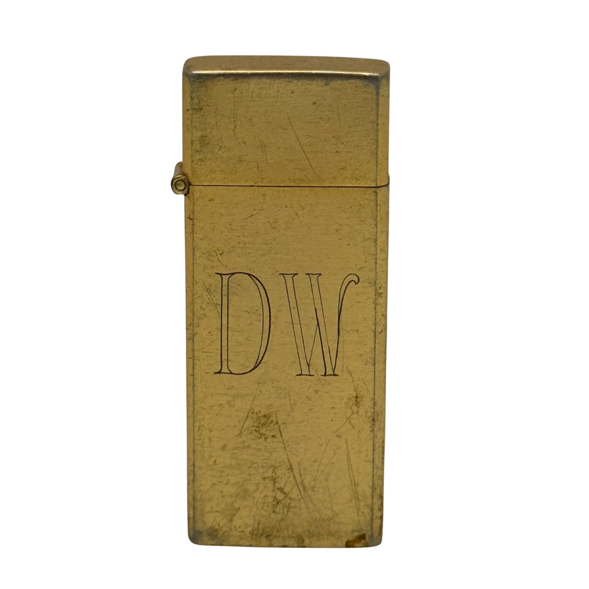 Vintage Rexlite Slim Gold Tone Lighter DW Monogrammed Made In Japan 2.75"