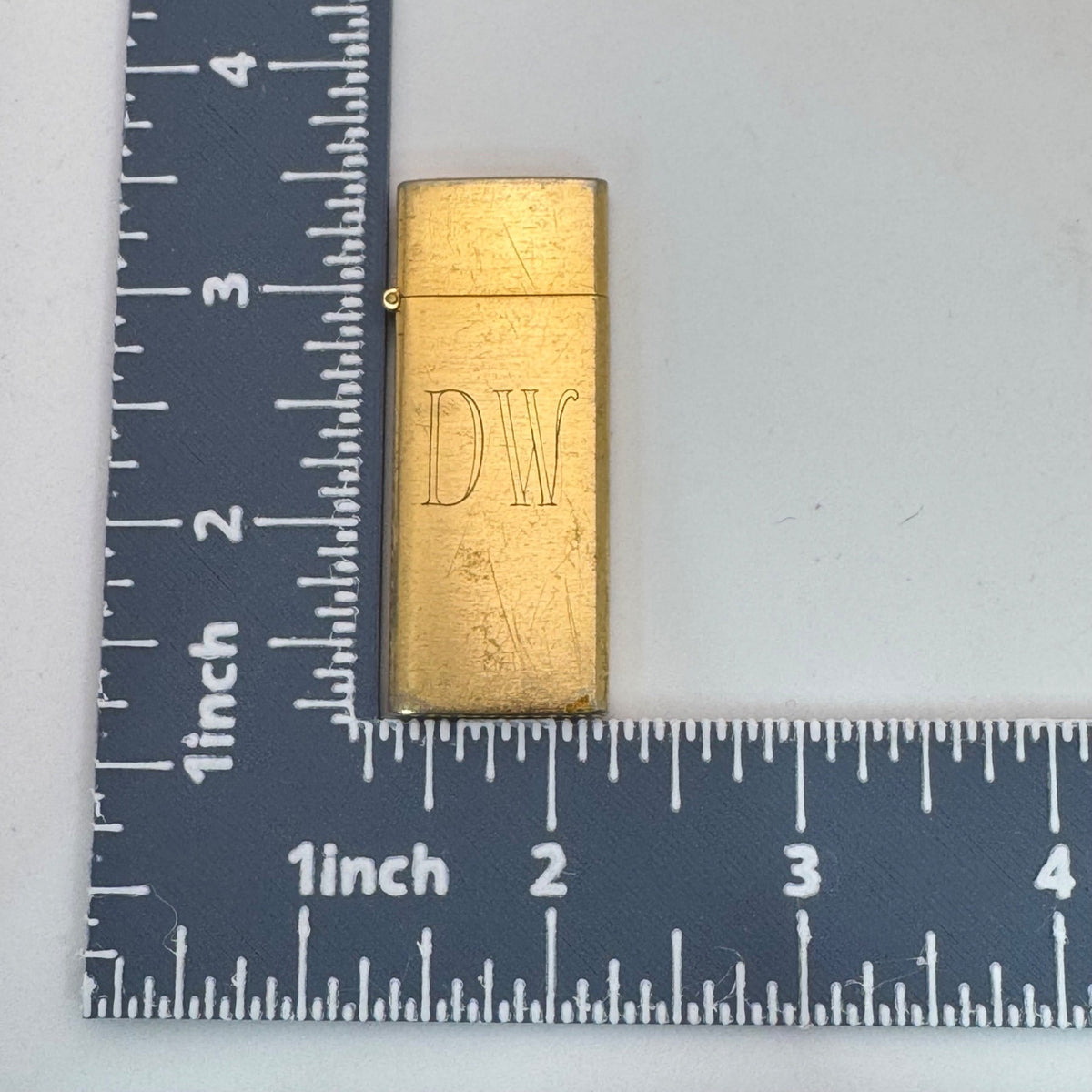 Vintage Rexlite Slim Gold Tone Lighter DW Monogrammed Made In Japan 2.75"