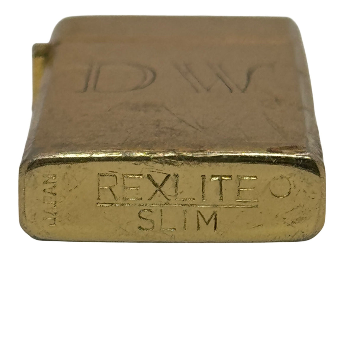 Vintage Rexlite Slim Gold Tone Lighter DW Monogrammed Made In Japan 2.75"