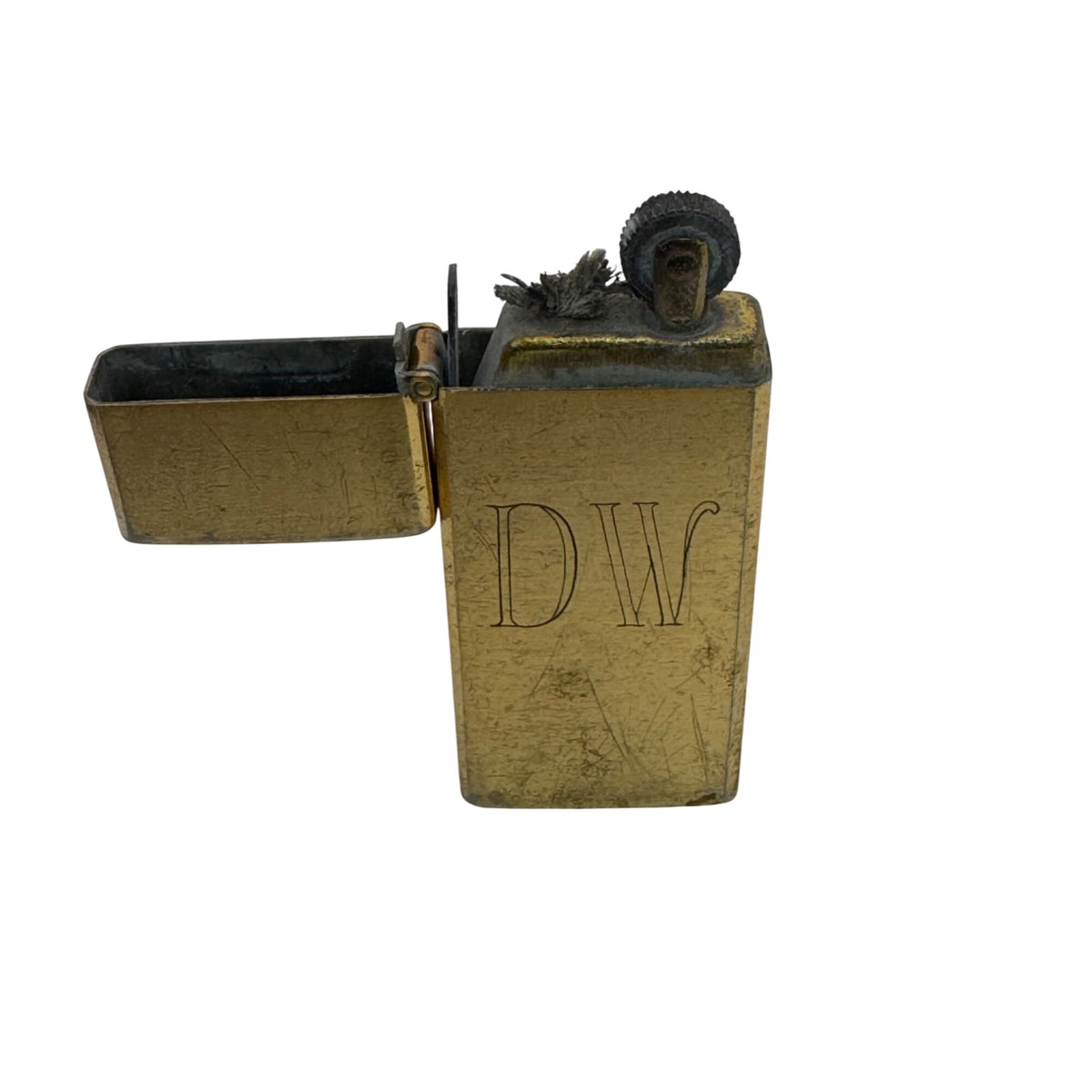Vintage Rexlite Slim Gold Tone Lighter DW Monogrammed Made In Japan 2.75"