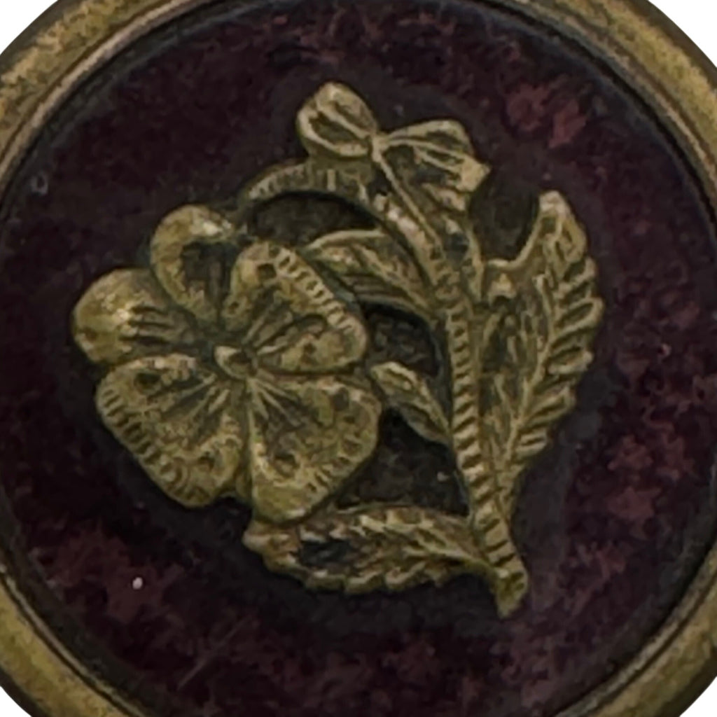 Antique TWCW Paris Floral Enamel Pin Brooch Victorian Button Brass 1.5" Vintage
