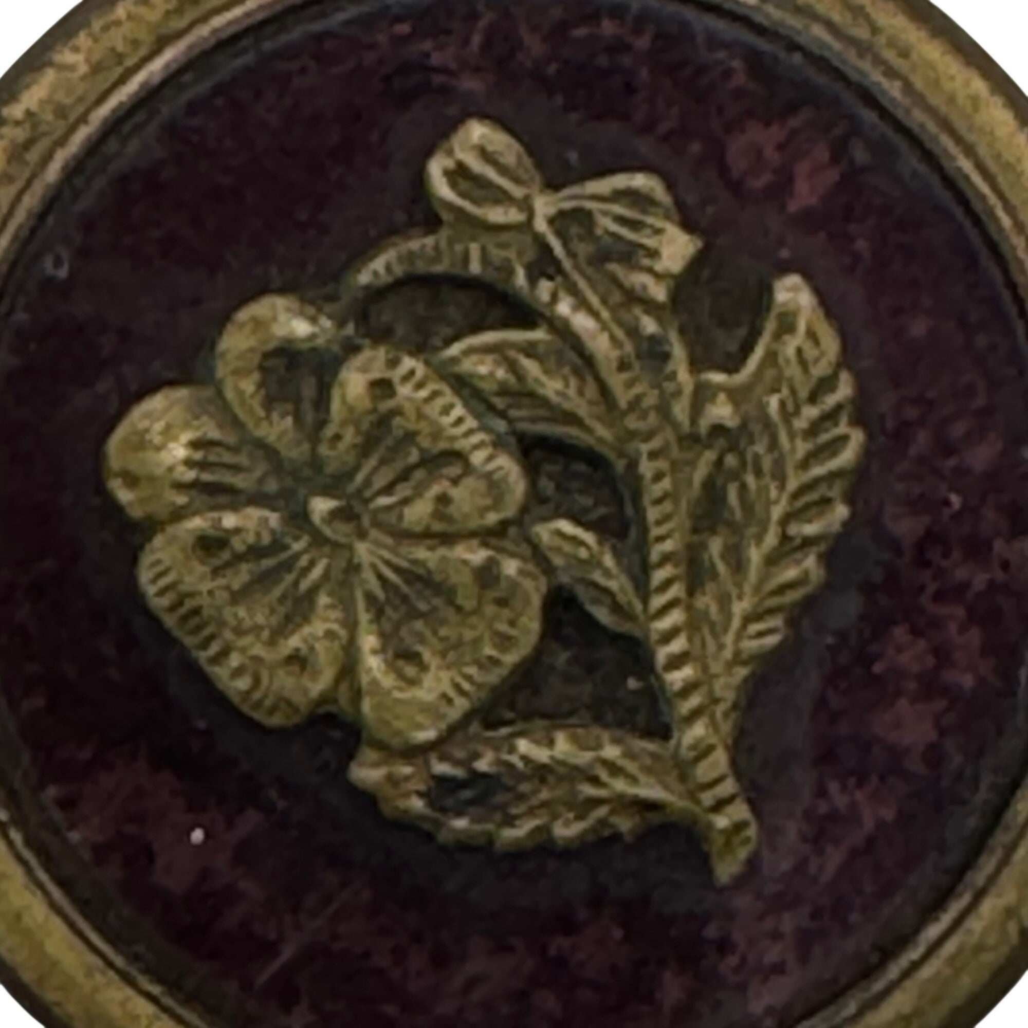 Antique TWCW Paris Floral Enamel Pin Brooch Victorian Button Brass 1.5" Vintage