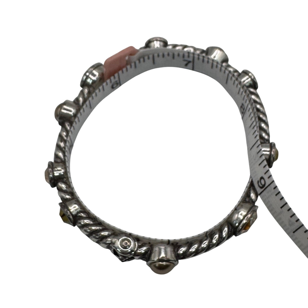 Brighton Monte Carlo Silver Tone Bangle Bracelet Crystals Hinged Citrine Twisted