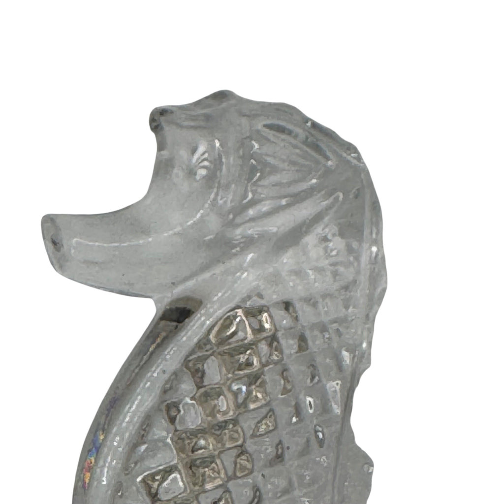 Vintage Waterford Clear Crystal Seahorse Pin Brooch Textured Details 2" Nautical