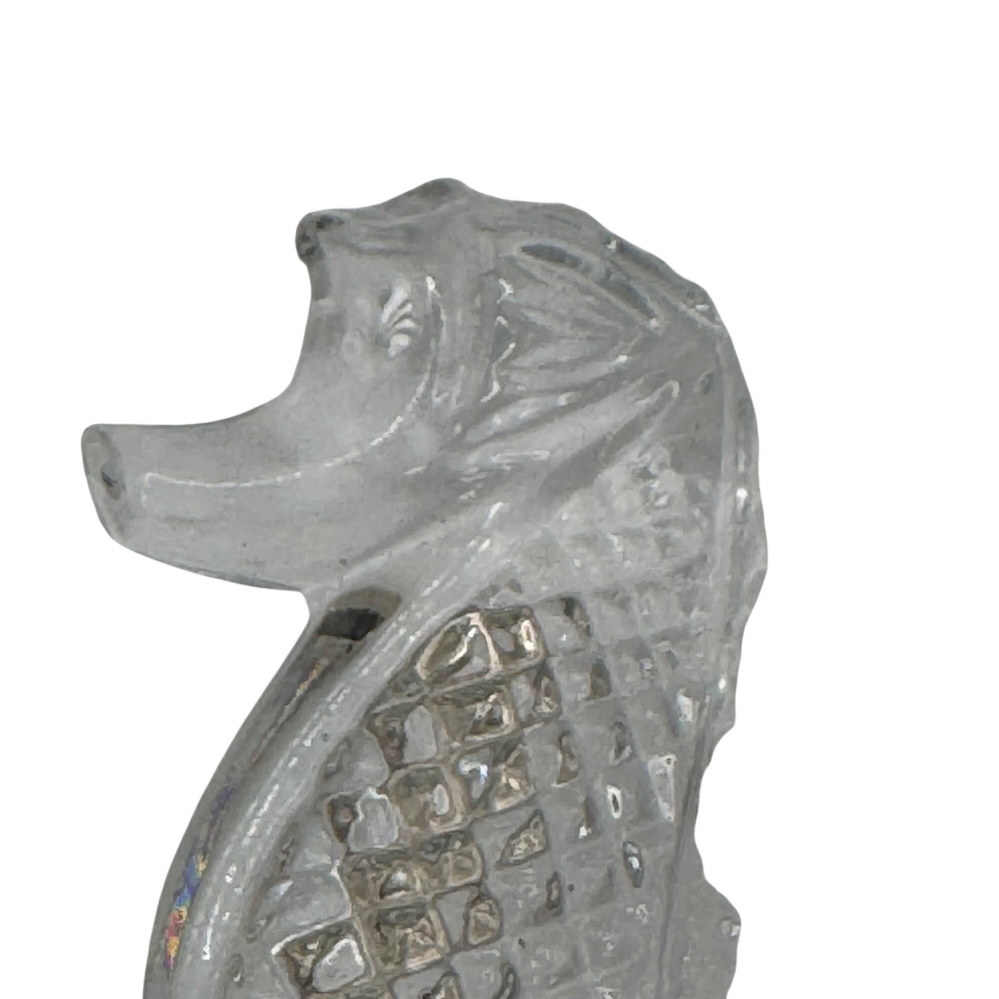 Vintage Waterford Clear Crystal Seahorse Pin Brooch Textured Details 2" Nautical