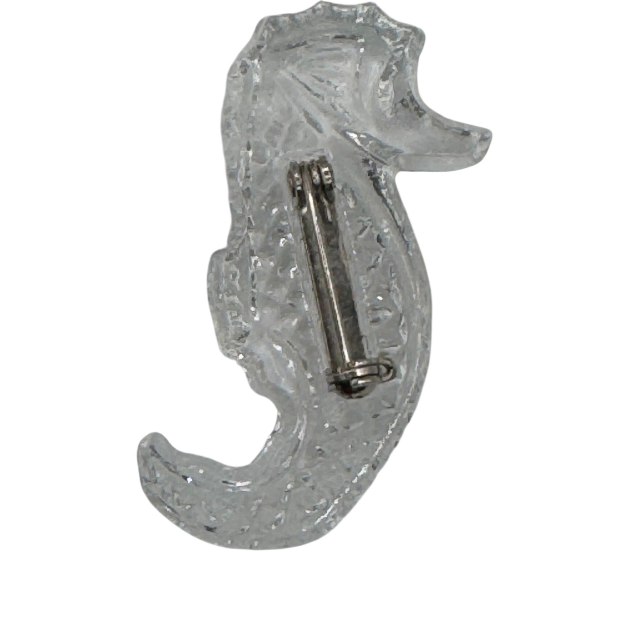 Vintage Waterford Clear Crystal Seahorse Pin Brooch Textured Details 2" Nautical