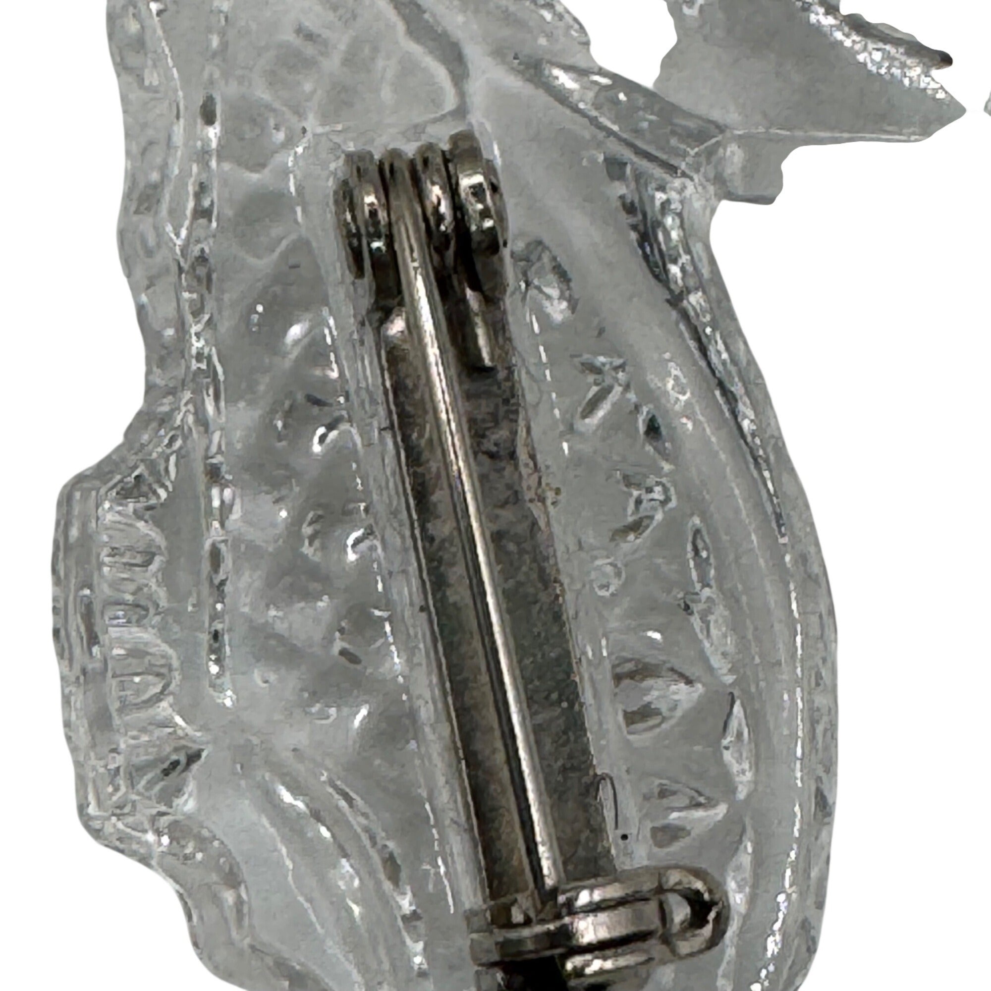 Vintage Waterford Clear Crystal Seahorse Pin Brooch Textured Details 2" Nautical