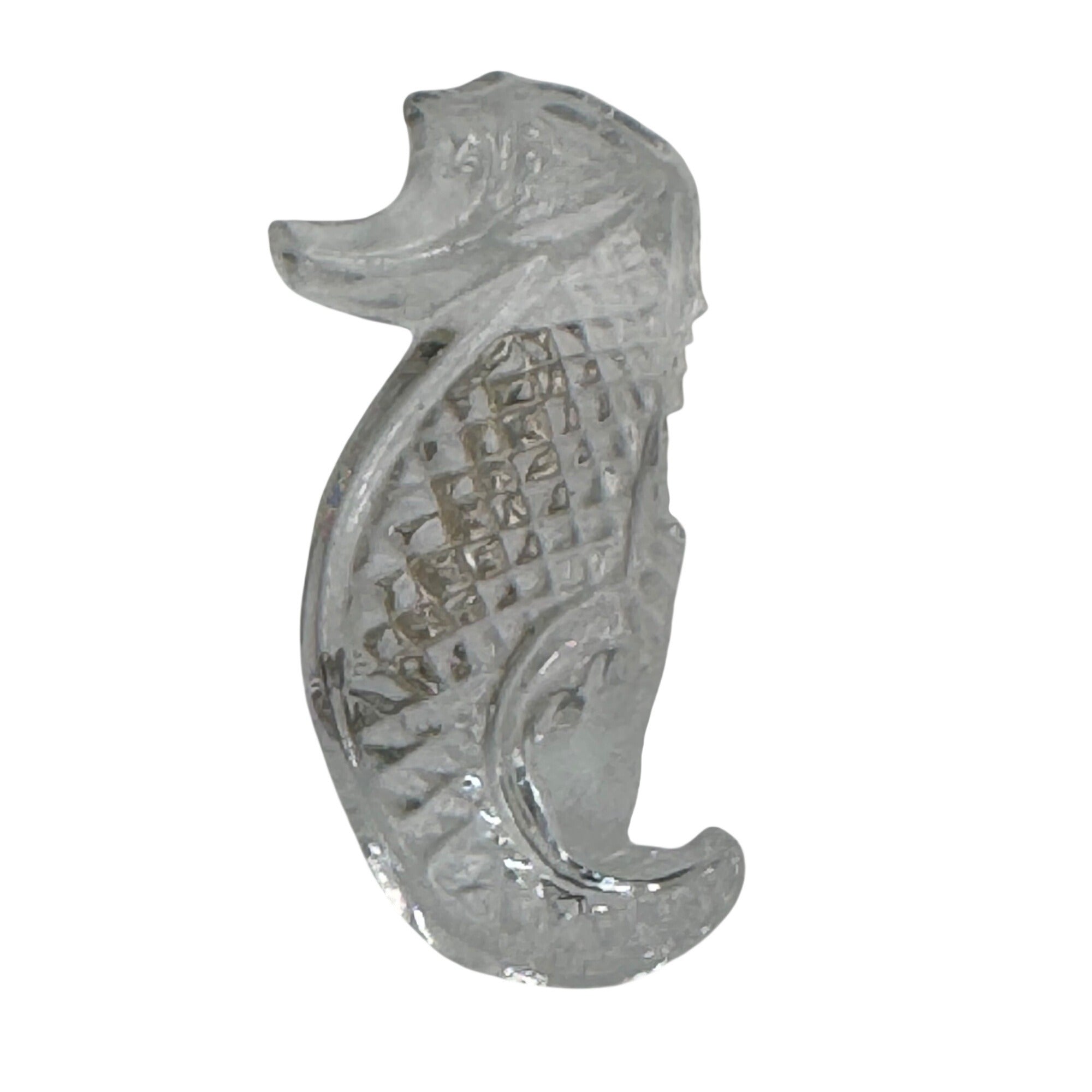 Vintage Waterford Clear Crystal Seahorse Pin Brooch Textured Details 2" Nautical