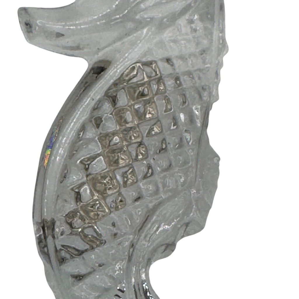 Vintage Waterford Clear Crystal Seahorse Pin Brooch Textured Details 2" Nautical