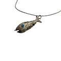 Sterling Silver Articulated Fish Pendant Necklace Turquoise Eye 18 Chain Vintage