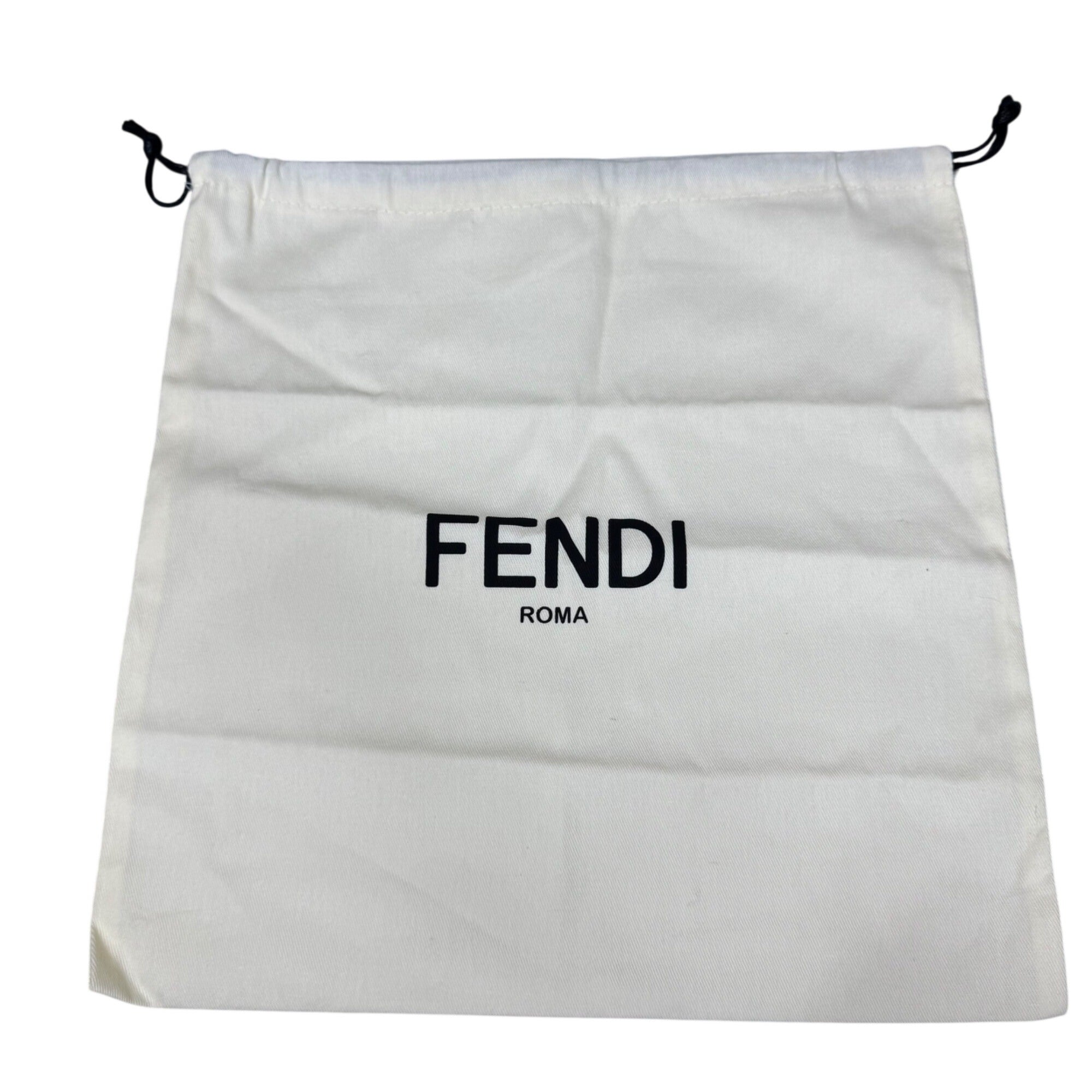 Fendi Roma White Cotton Drawstring Dust Bag 13x14 Storage Pouch Luxury Authentic