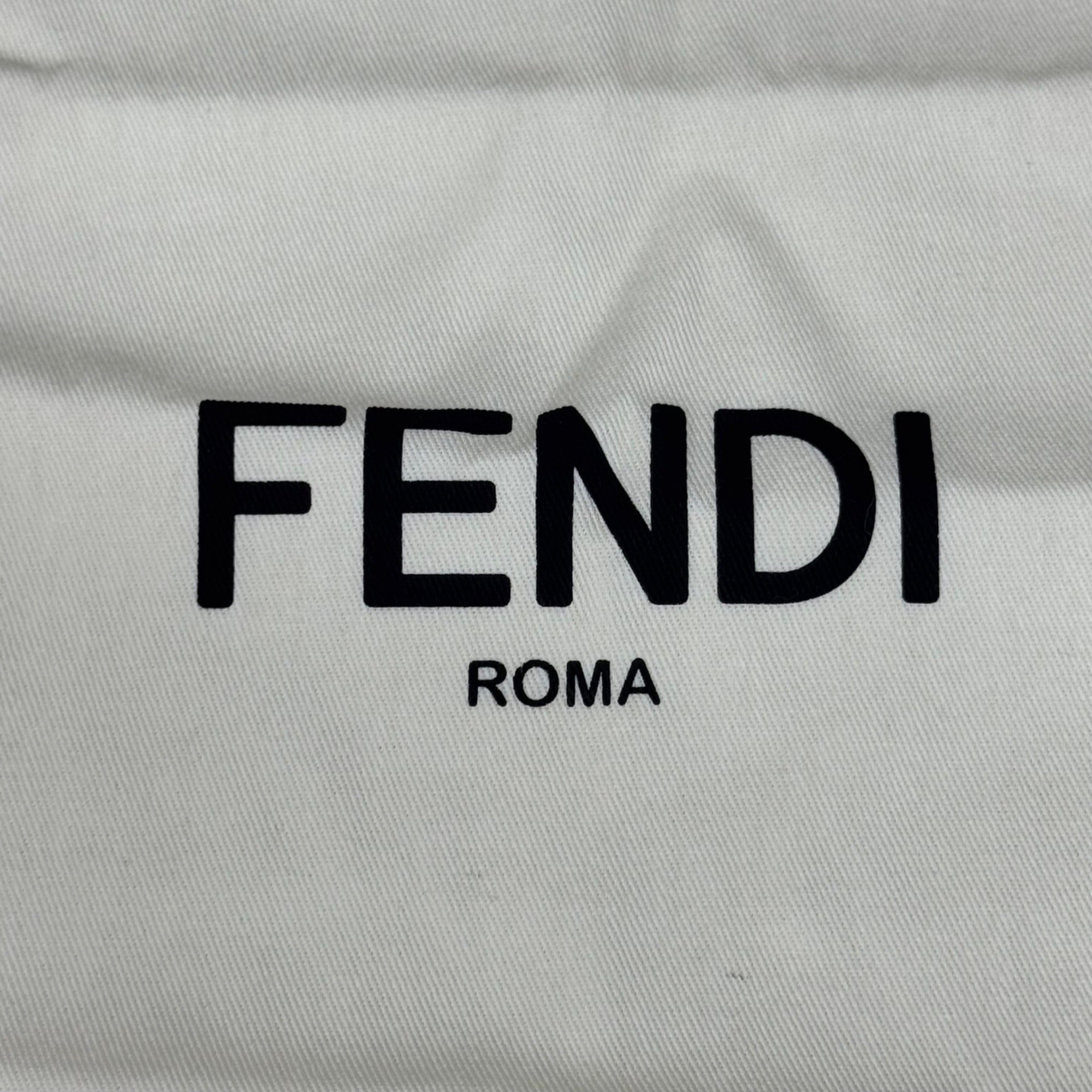 Fendi Roma White Cotton Drawstring Dust Bag 13x14 Storage Pouch Luxury Authentic