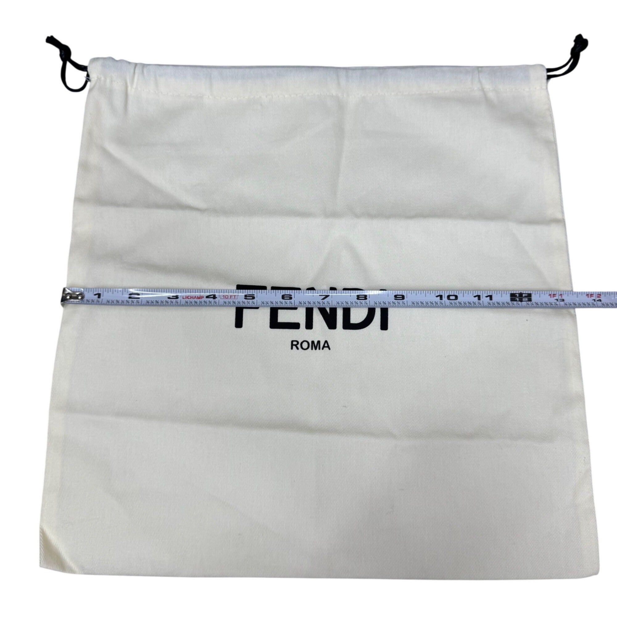 Fendi Roma White Cotton Drawstring Dust Bag 13x14 Storage Pouch Luxury Authentic