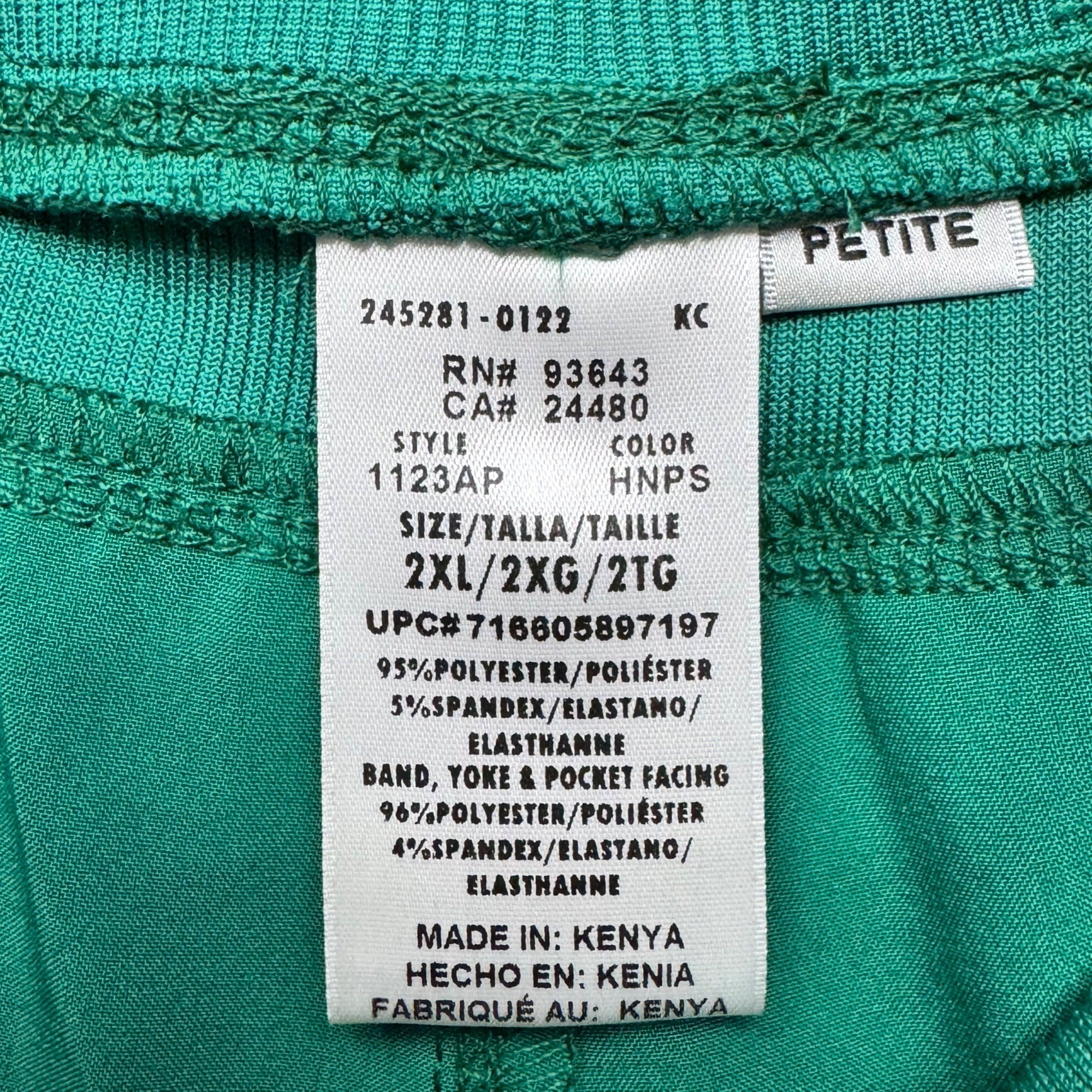 Cherokee Infinity Petite Womens Scrub Pants 2XL Teal Green NEW with Tags Plus