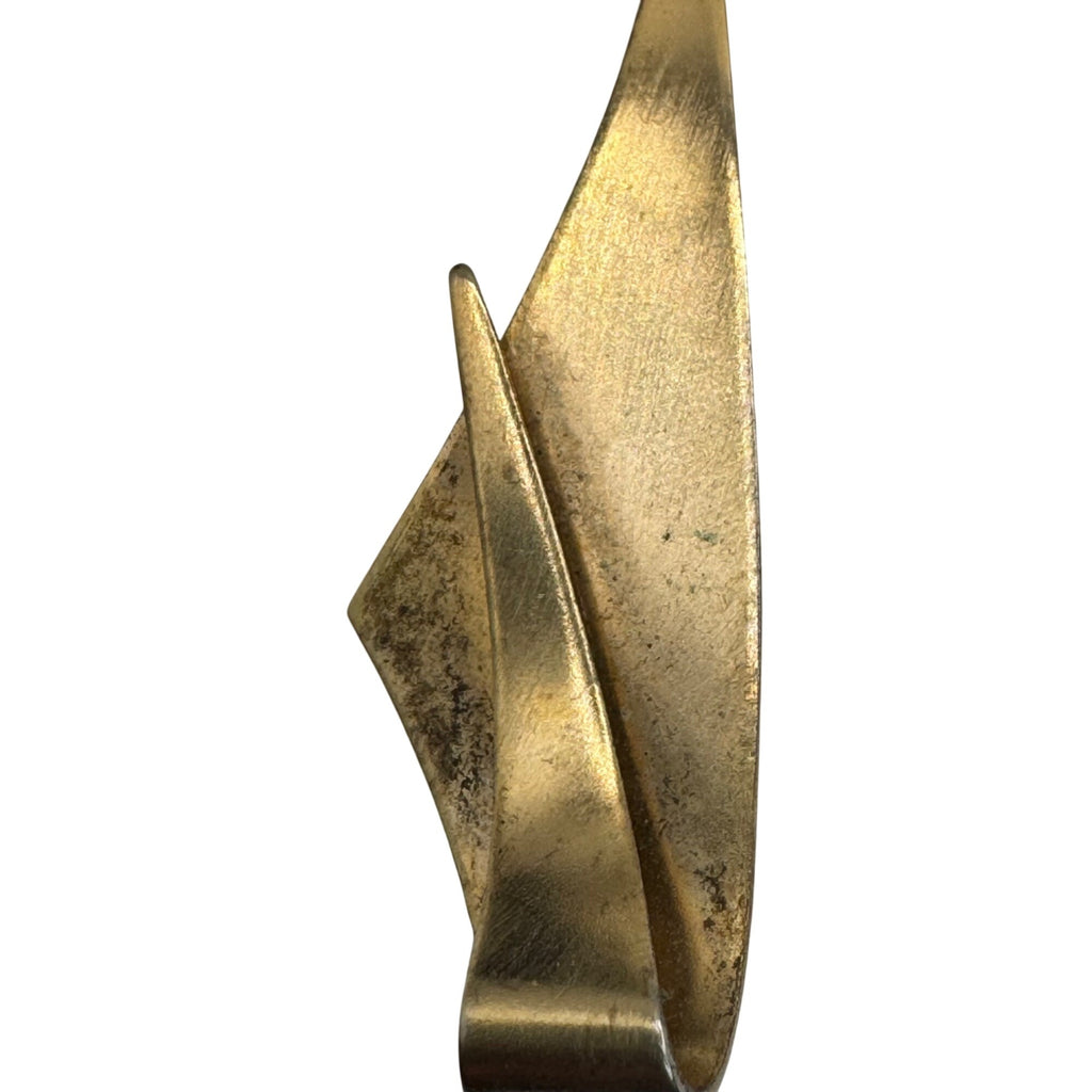 Vintage Mid-Century Modern MCM Brass Cat Brooch Pin Abstract Kim Crafstmen 3"