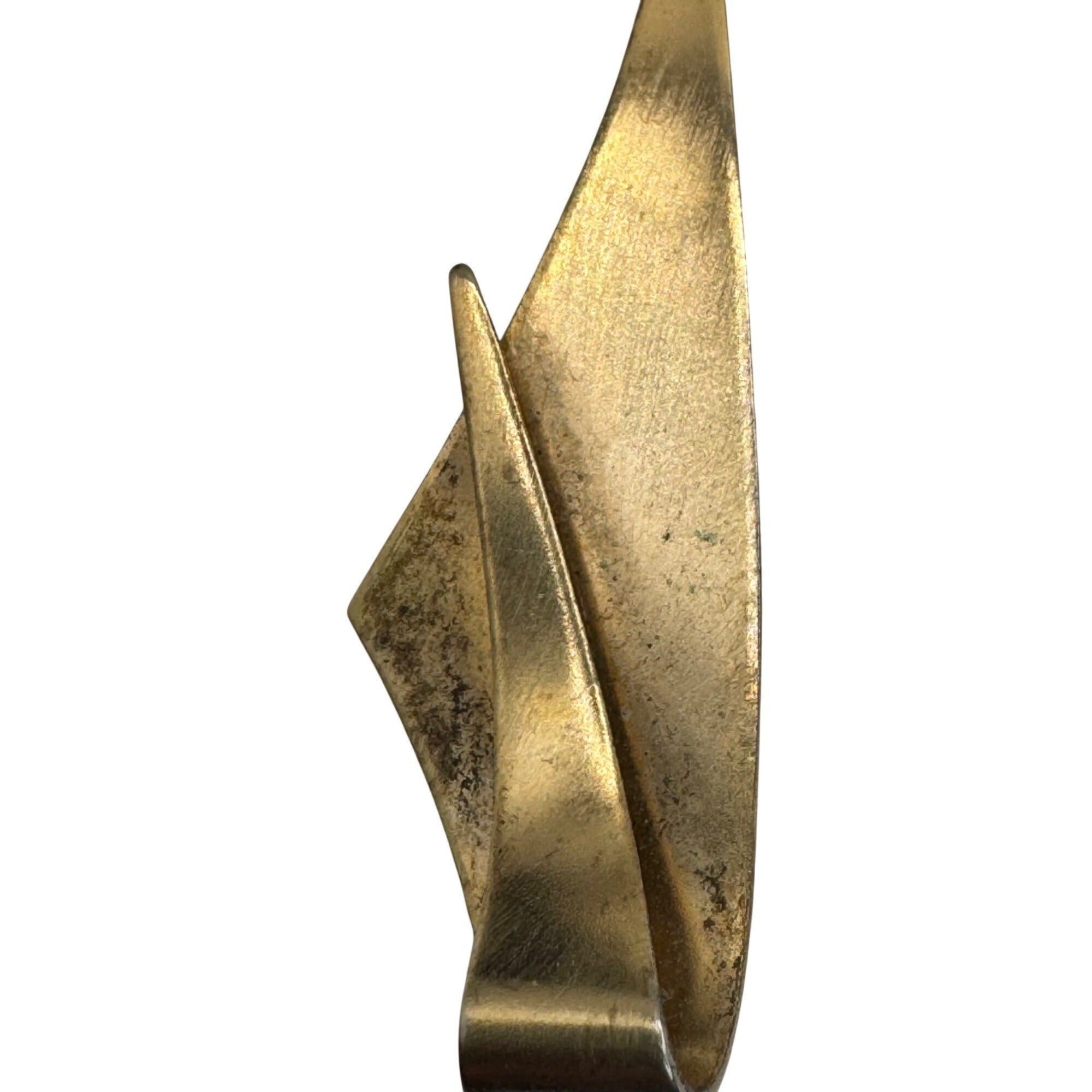 Vintage Mid-Century Modern MCM Brass Cat Brooch Pin Abstract Kim Crafstmen 3"
