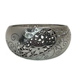 Brighton Silver-Tone Floral Scroll Hinged Bangle Bracelet Rhinestone Statement