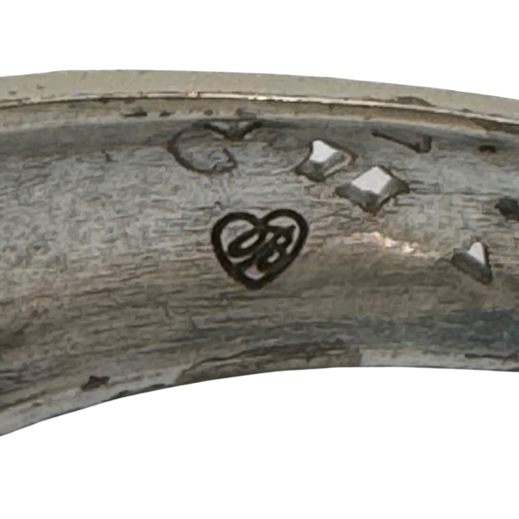 Brighton Silver-Tone Floral Scroll Hinged Bangle Bracelet Rhinestone Statement