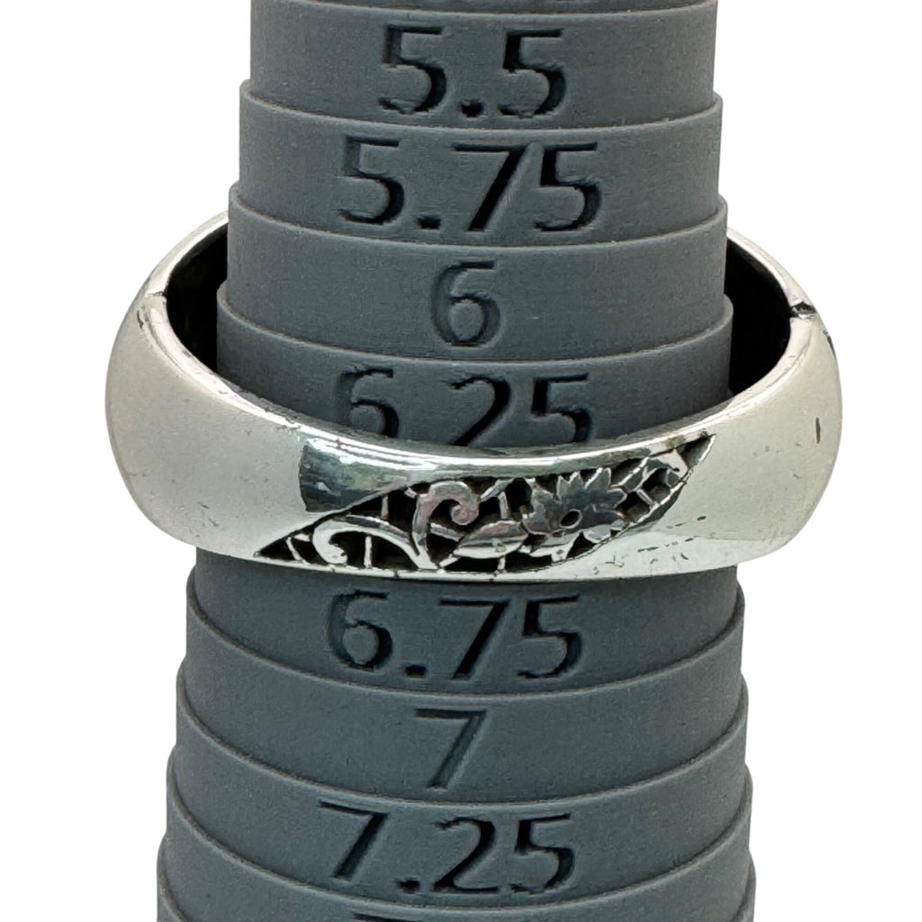 Brighton Silver-Tone Floral Scroll Hinged Bangle Bracelet Rhinestone Statement
