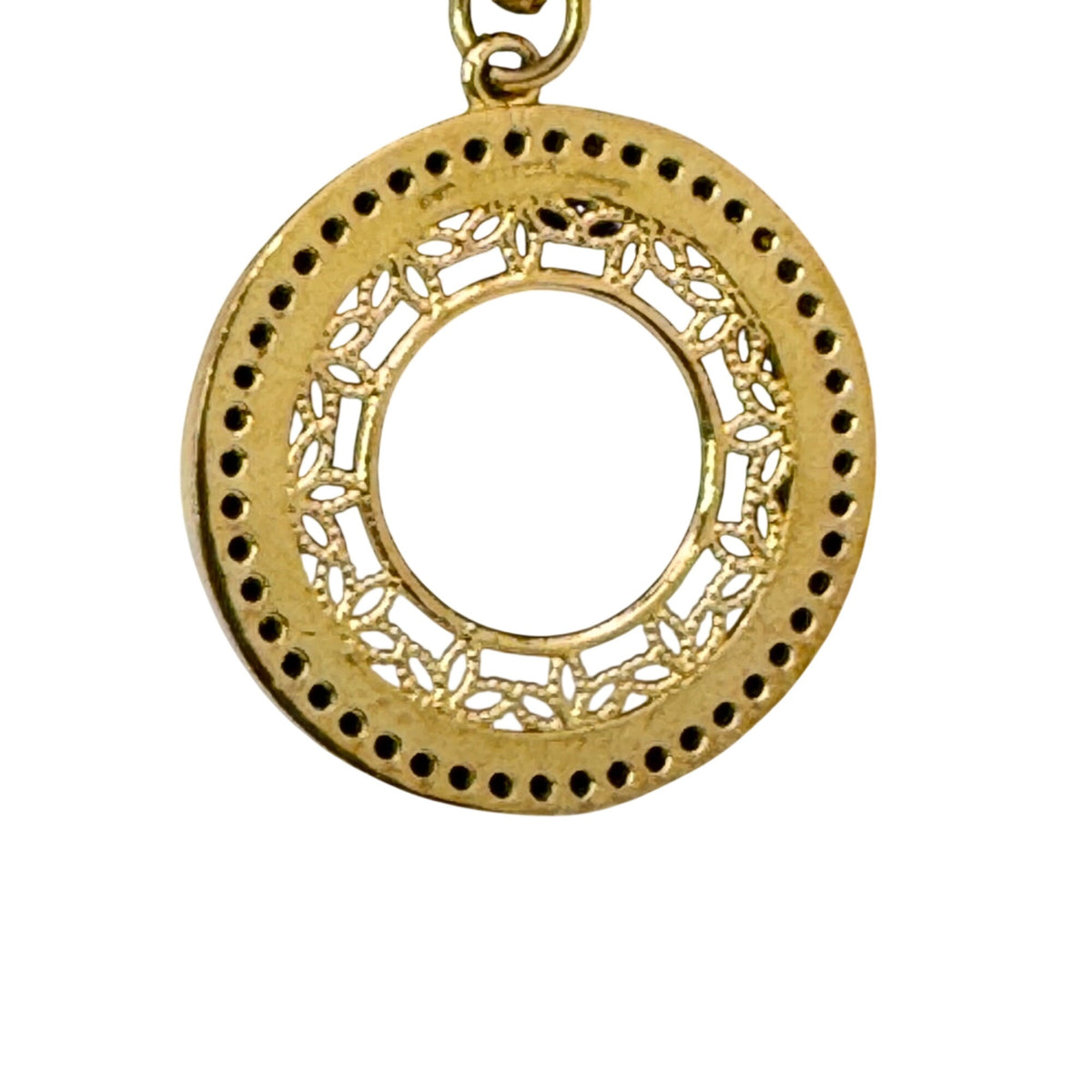 Bellezza Italy Bronze Bangle GoldTone Bracelet Filigree Circle Black Rhinestones