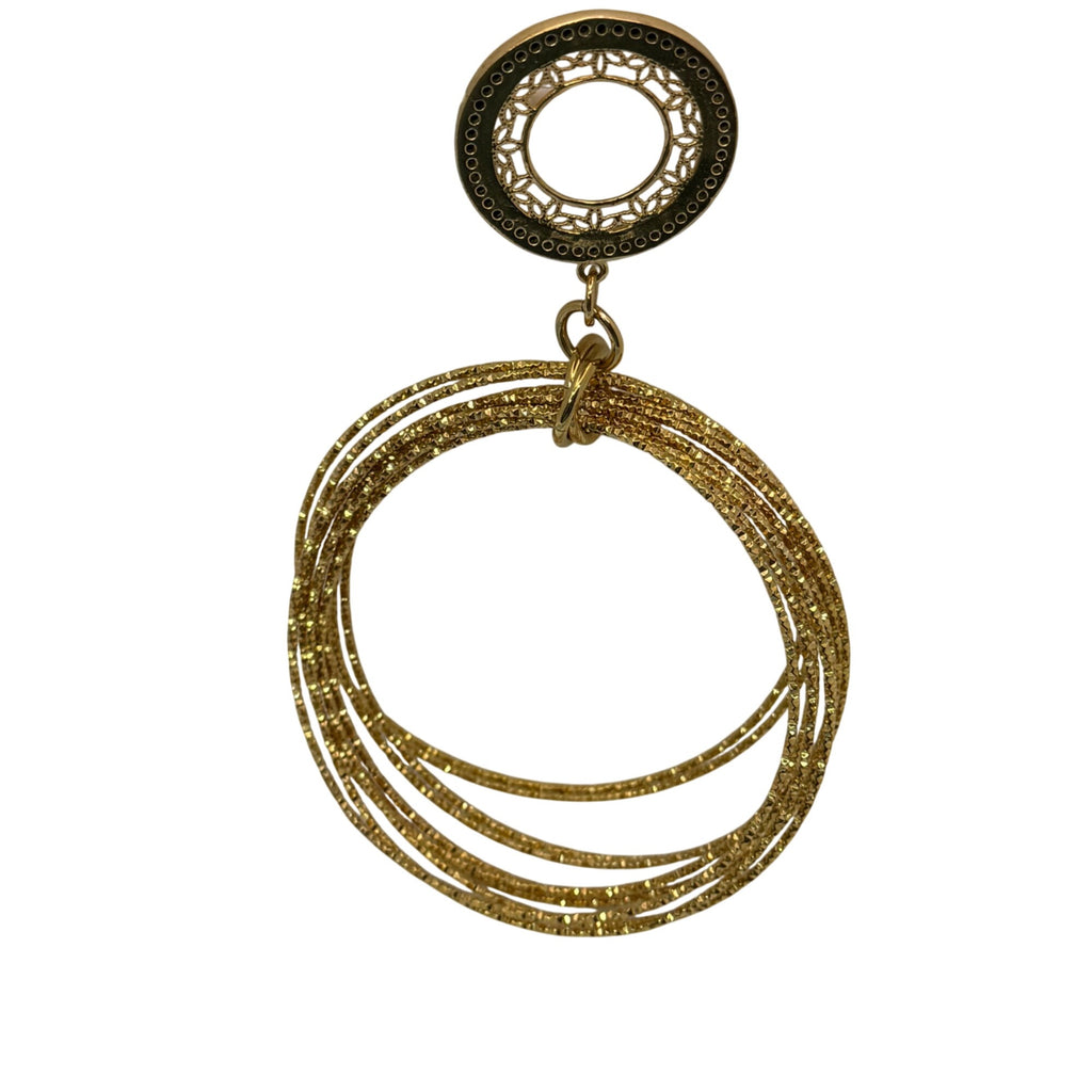 Bellezza Italy Bronze Bangle GoldTone Bracelet Filigree Circle Black Rhinestones