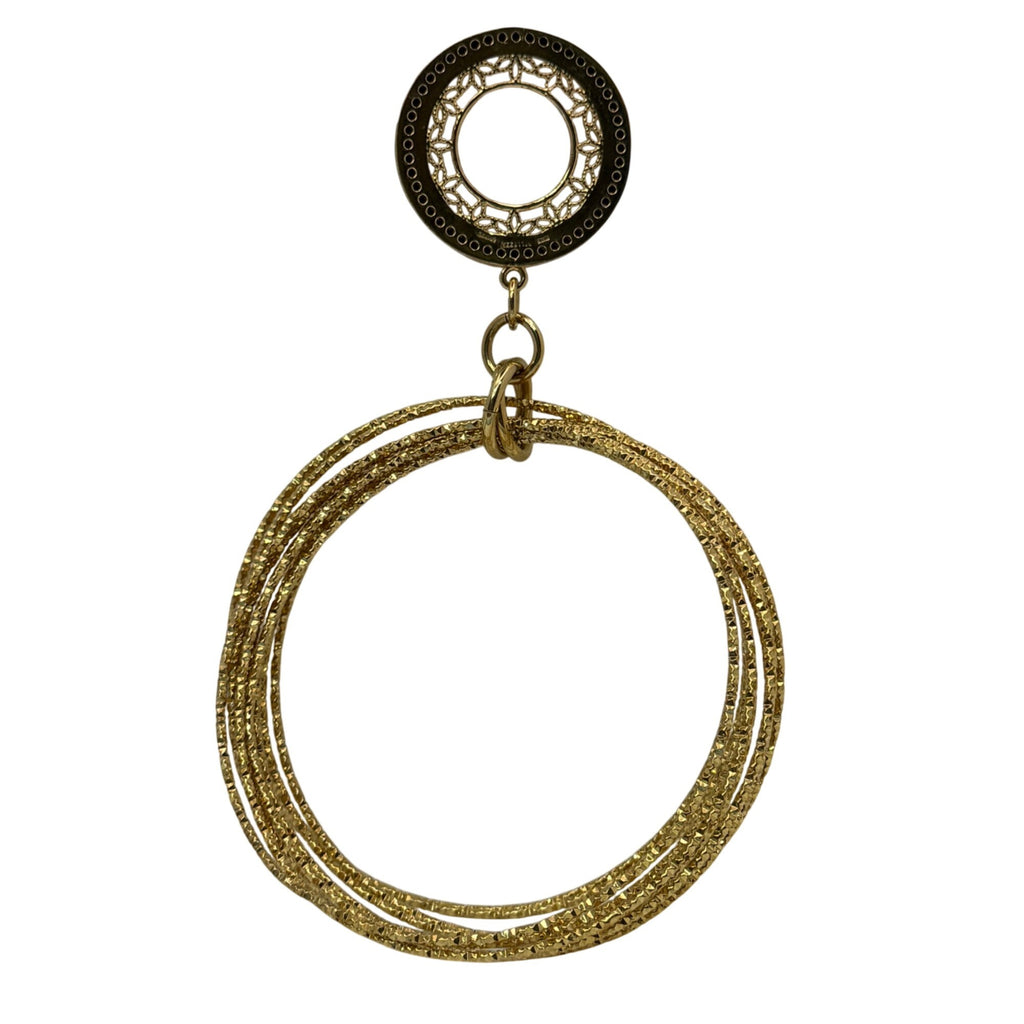 Bellezza Italy Bronze Bangle GoldTone Bracelet Filigree Circle Black Rhinestones