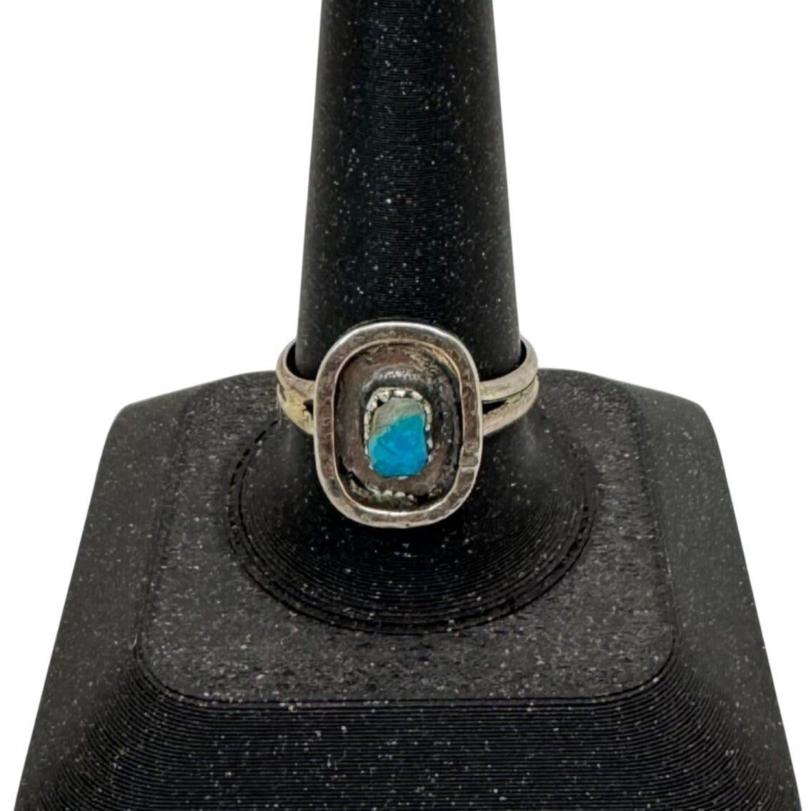 Vintage Navajo Southwest Sterling Silver Turquoise Oval Ring Size 10 Old Pawn