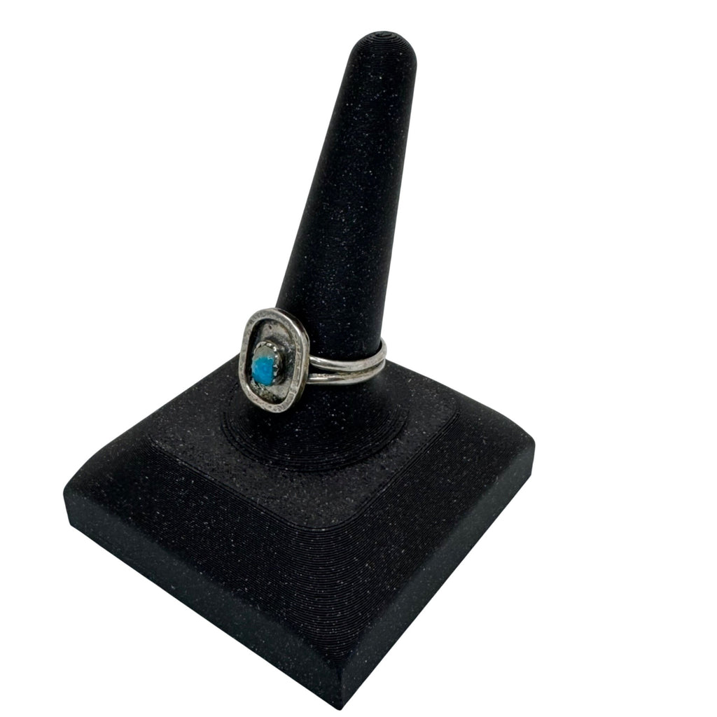 Vintage Navajo Southwest Sterling Silver Turquoise Oval Ring Size 10 Old Pawn