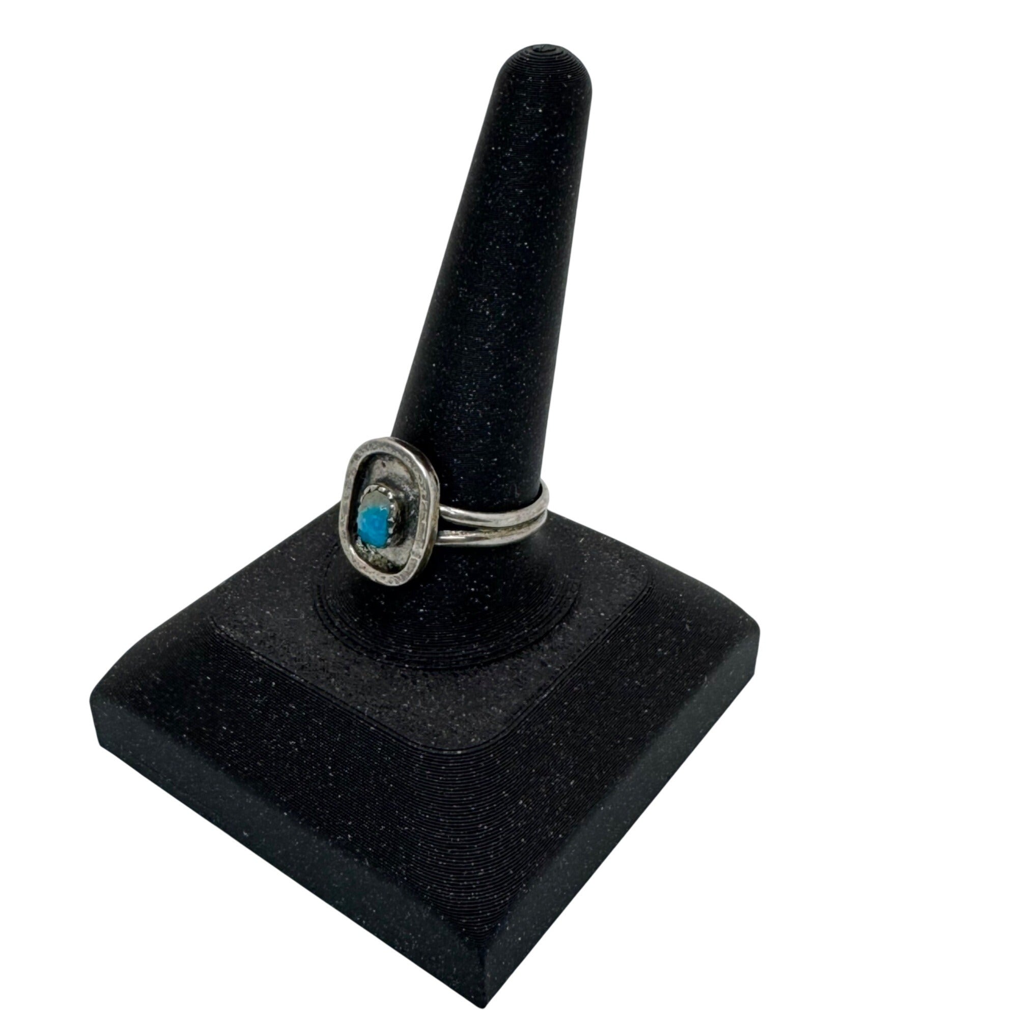 Vintage Navajo Southwest Sterling Silver Turquoise Oval Ring Size 10 Old Pawn
