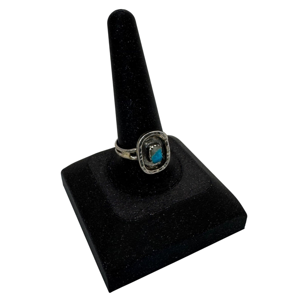 Vintage Navajo Southwest Sterling Silver Turquoise Oval Ring Size 10 Old Pawn