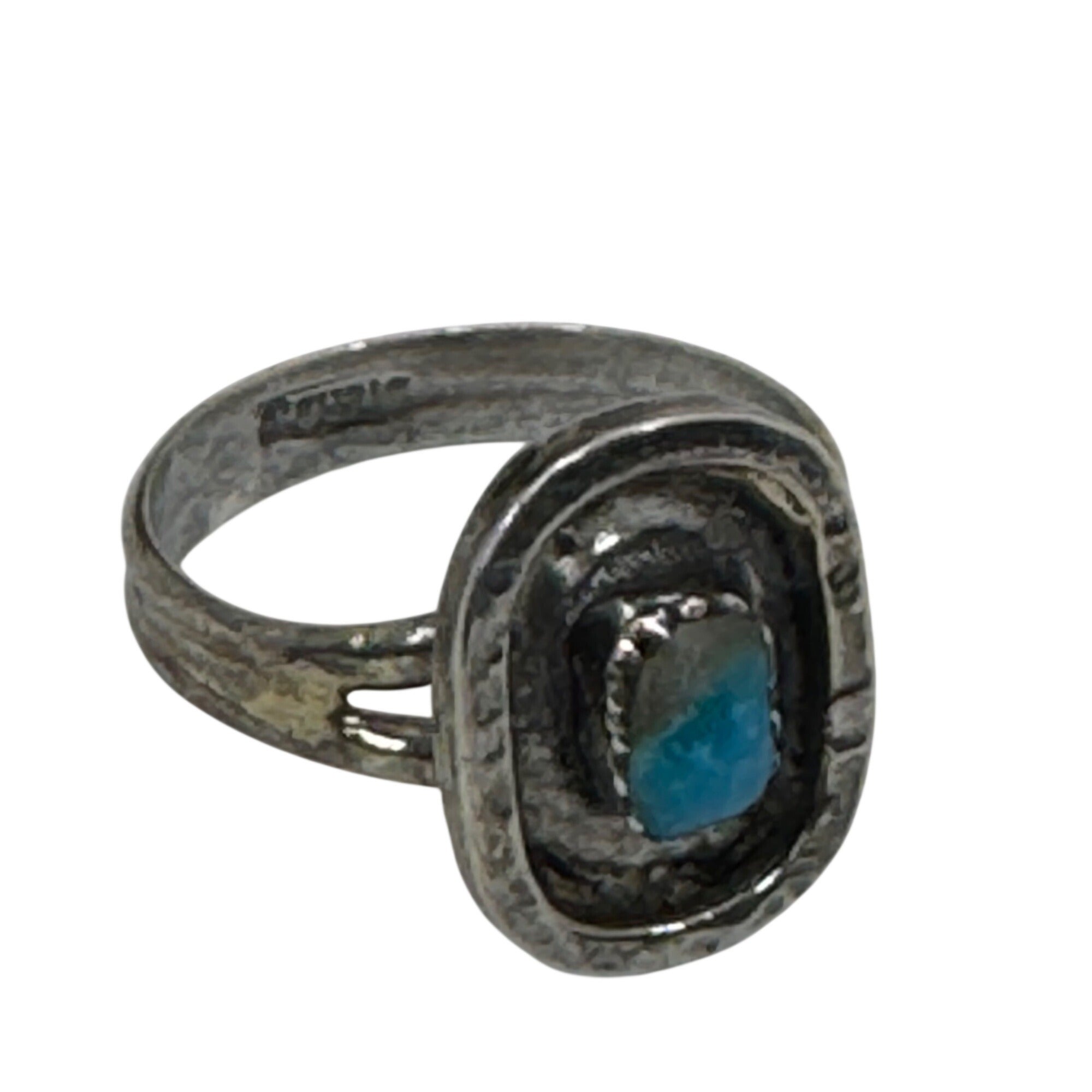 Vintage Navajo Southwest Sterling Silver Turquoise Oval Ring Size 10 Old Pawn