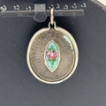 Guilloche Antique Virgin Mary Pendant Sterling enamel back religious Medal Charm