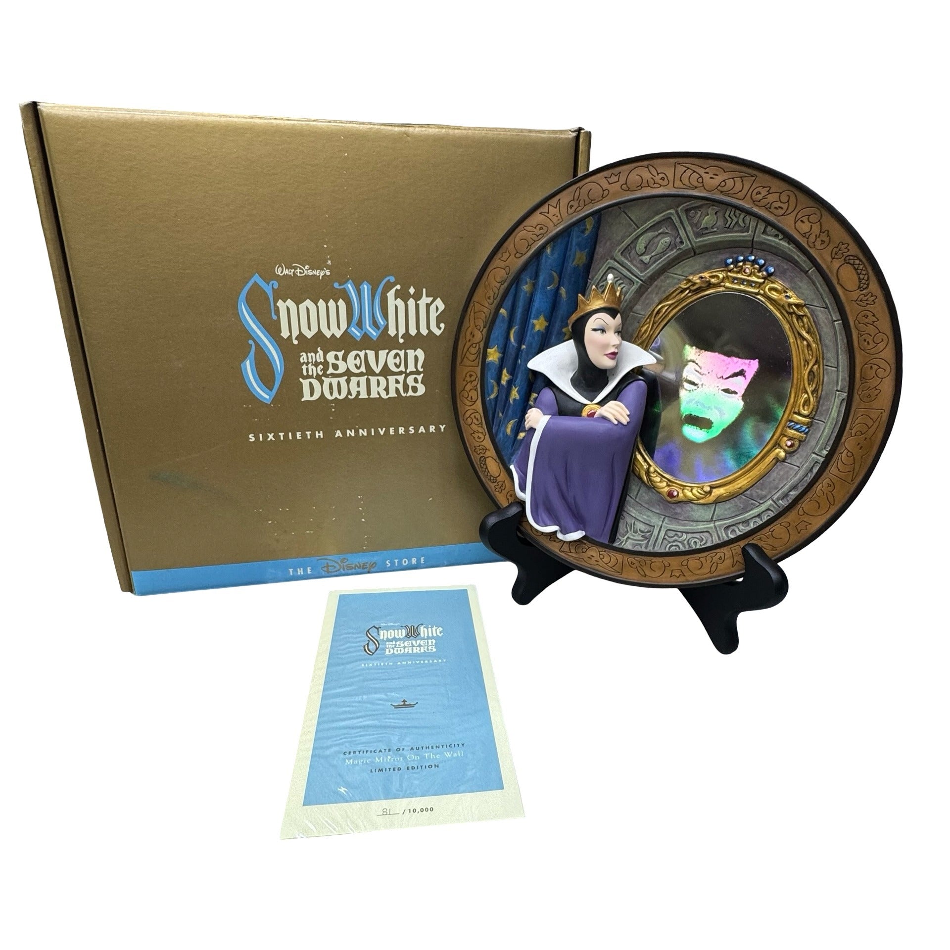 Walt Disney Snow White 60th Anniversary Magic Mirror On The Wall LE Plate 81 COA