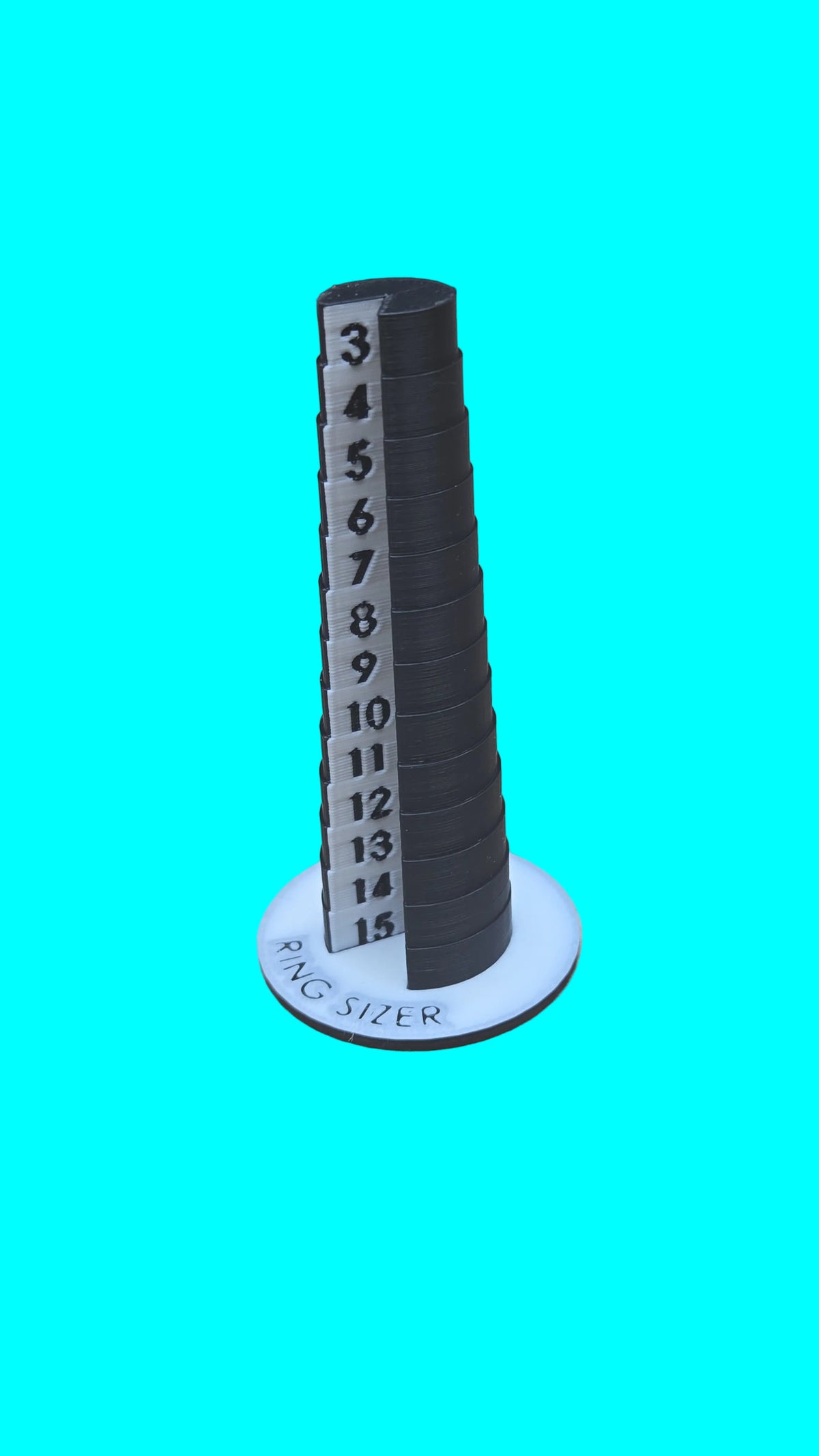 3D Printed Two-Tone Ring Sizing Stand | Jewelry Display & Ring Size Measurement Tool