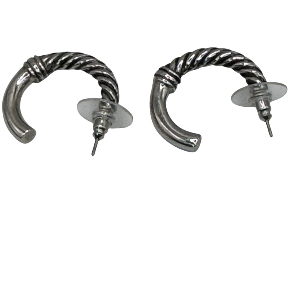 Brighton Silver-Tone Necklace Hoop Earrings Set Thick Twisted Original Heart Tin