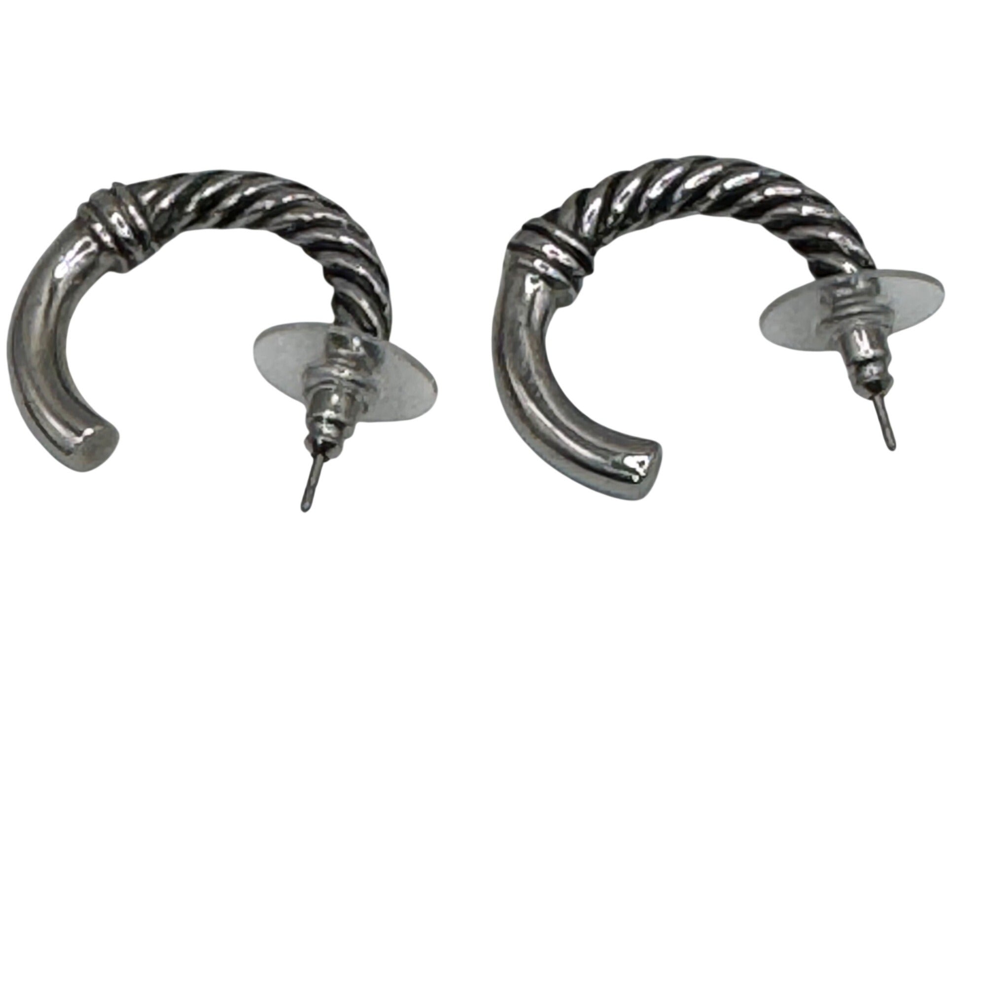 Brighton Silver-Tone Necklace Hoop Earrings Set Thick Twisted Original Heart Tin