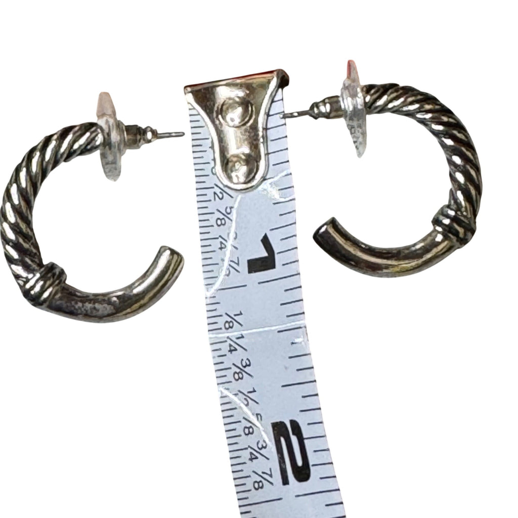 Brighton Silver-Tone Necklace Hoop Earrings Set Thick Twisted Original Heart Tin
