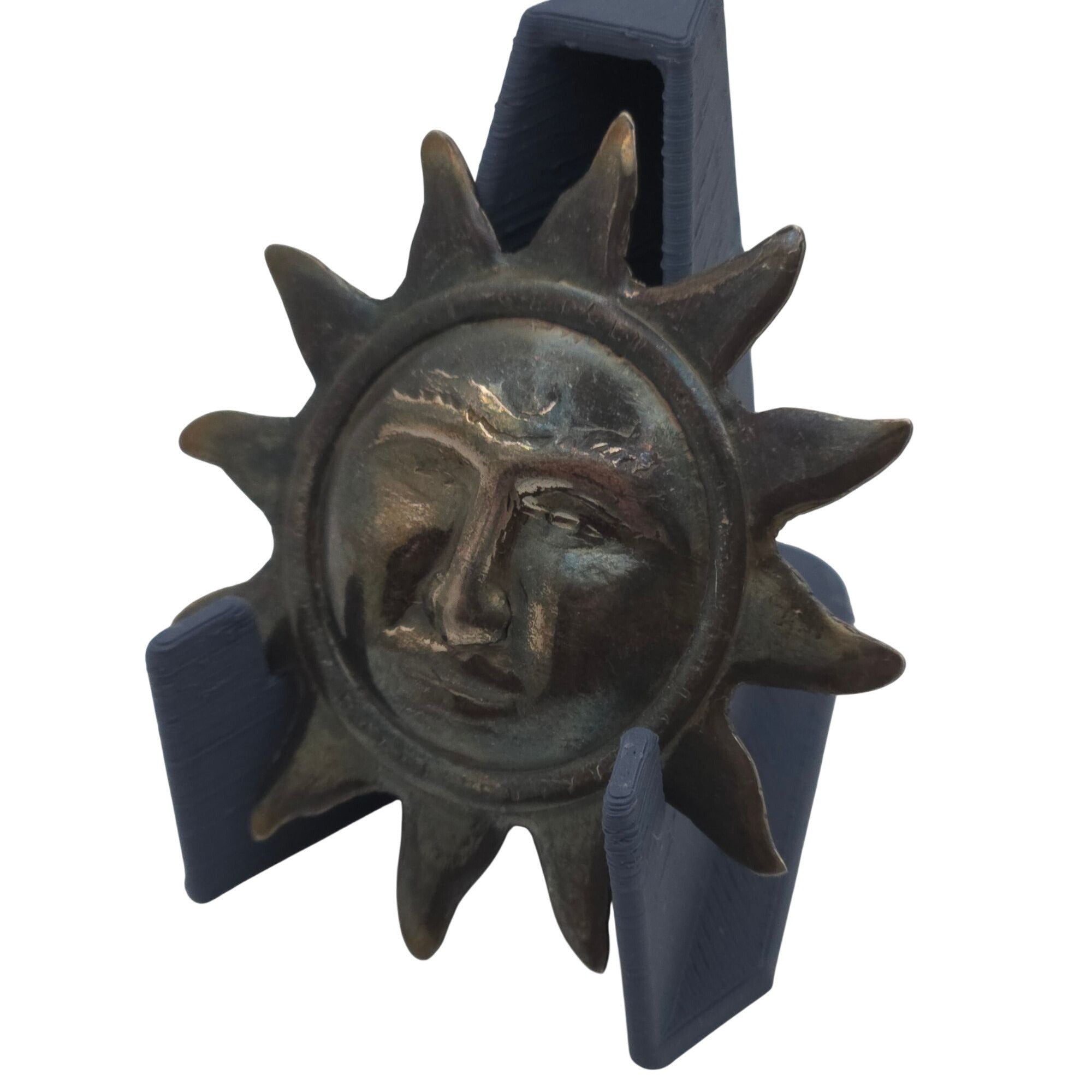 Vintage Taxco 925 Mexican Sterling Silver Sun Moon Face Smiling Pin Brooch 2.25"
