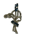 Vintage Mazer Rhinestone & Blue Baguette Floral Brooch Pin 2" Silver-Tone READ