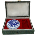 Vintage Blue & White Porcelain Dragon Inkstone Ink Red Seal Box Silk Lined Box