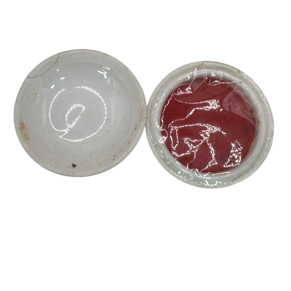 Vintage Blue & White Porcelain Dragon Inkstone Ink Red Seal Box Silk Lined Box