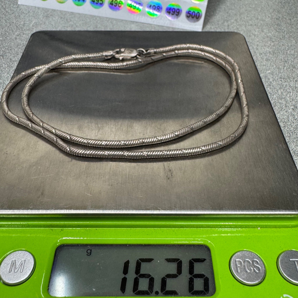 Sterling Silver 925 Diamond Cut Snake Chain Necklace 17” Italy 16g Vintage 2.3mm