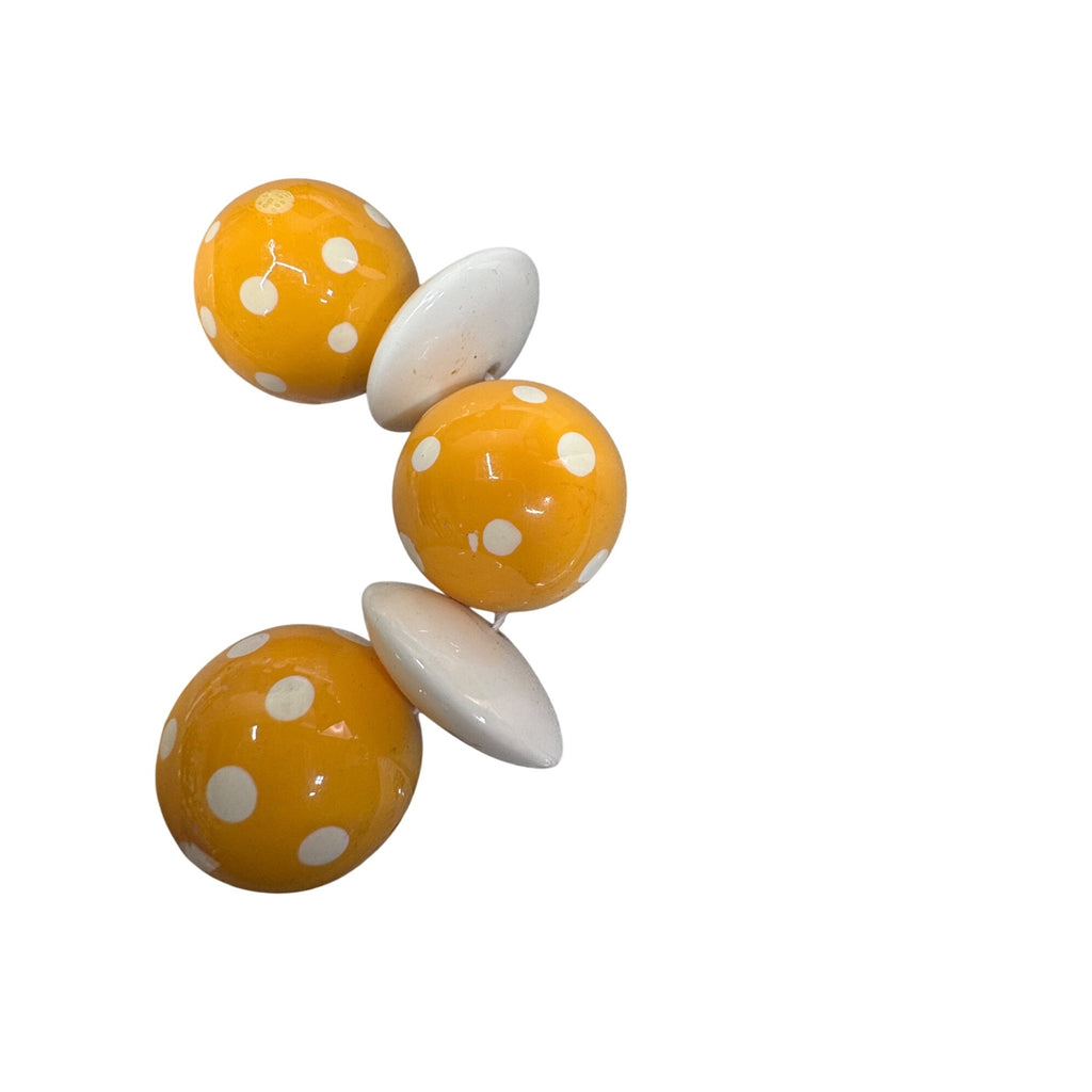 Vintage Yellow & White Polka Dot Beaded Necklace 24” Retro Lucite Jewelry Boho