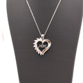 Sterling Silver Heart Pendant Necklace Mom CZ Accents 18" Sterling Chain Gift