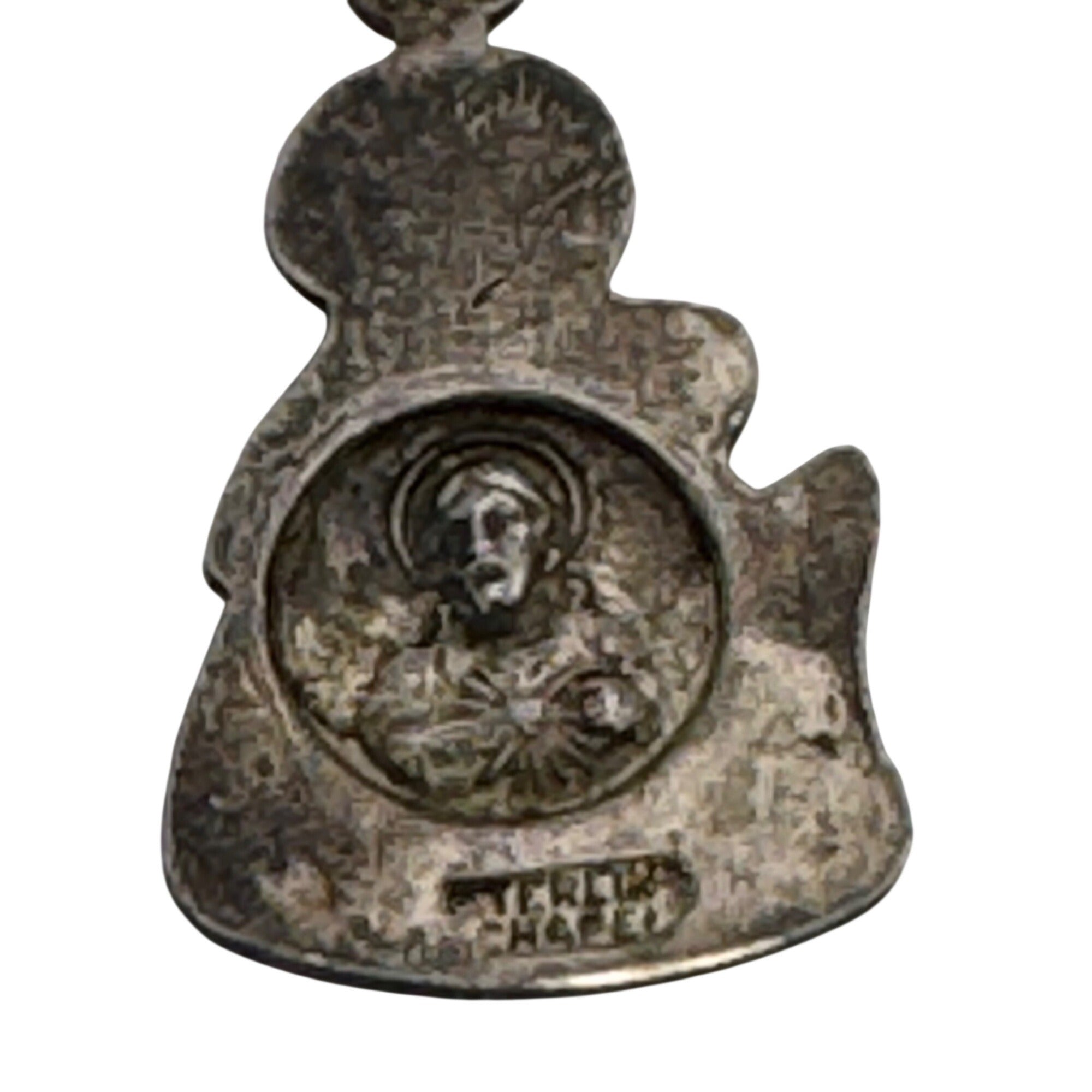 Our Lady of Perpetual Help Vintage Sterling Silver Religious Charm Pendant 1"